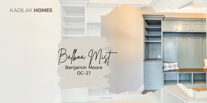 Benjamin Moore Balboa Mist OC-27, warm greige, the best neutral paint color, neutral taupe colors