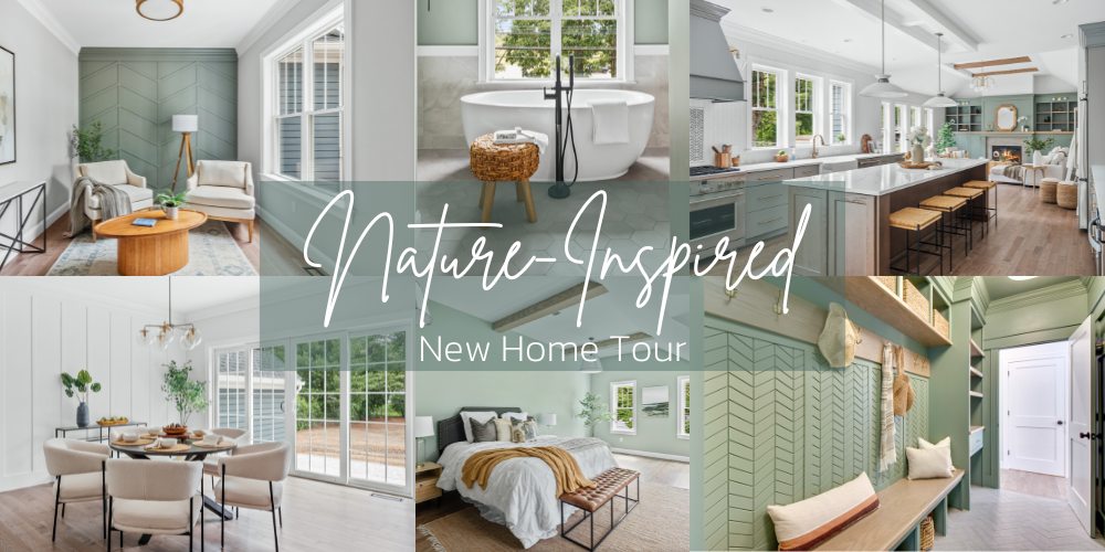 Nature-inspired interior design in a new construction. Full home tour of this new england colonial with lots of soft greens and natural wood tones