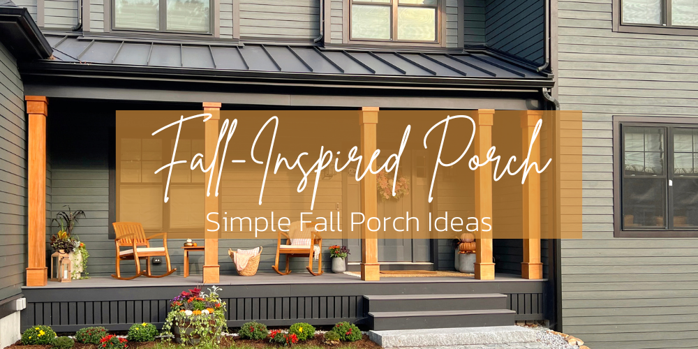 Blog on how to style a simple front porch with a minimalist, moody, and modern style. Outdoor porch styling for Fall 2023.