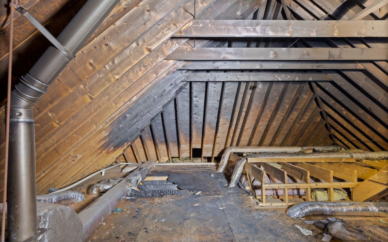 BEFORE: The attic above where the fire started
