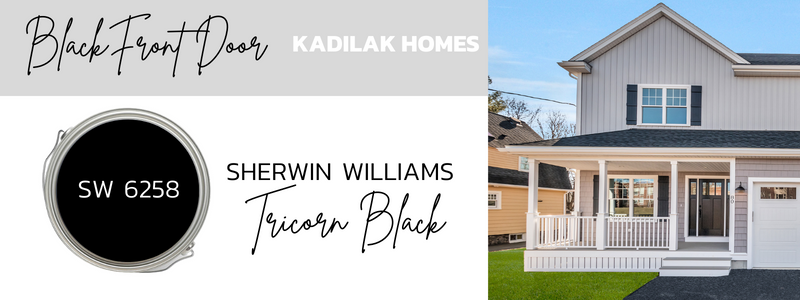 The best classic front door color Sherwin Williams Tricorn Black SW6258, black front door