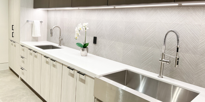 Laundry room cabinets with double sink