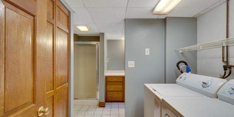 BASEMENT BATHROOM with laundry before