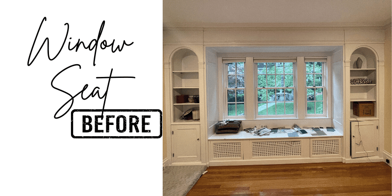 Window seat wall with book shelves