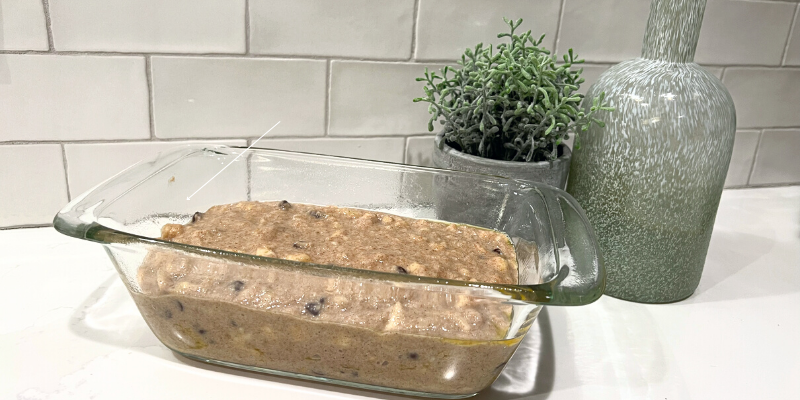 homemade from scratch apple banana bread with chocolate chips and no refined sugars, so delicious