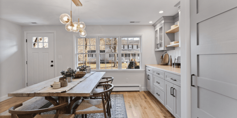 Small kitchen ideas dining room with sputnik light fixture
