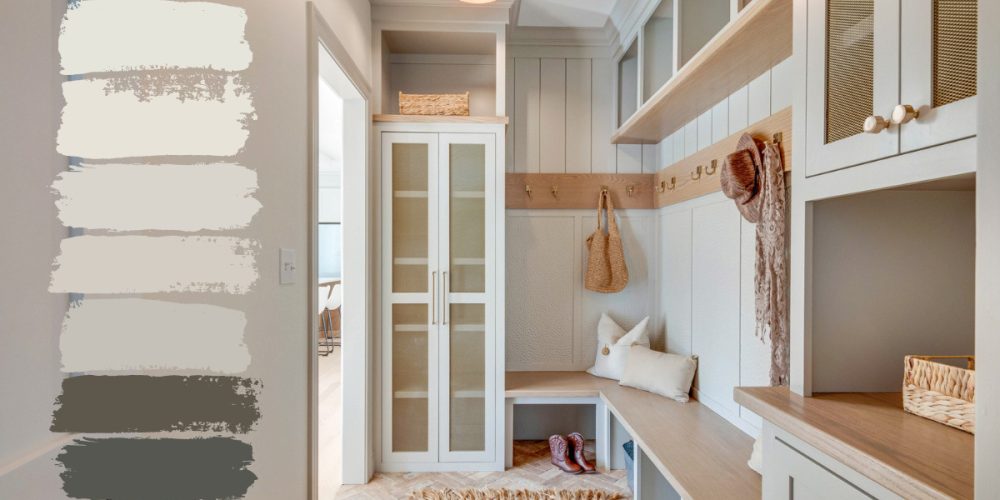 6 Neutral Benjamin Moore paint colors for the whole house from Renovation Rekindle Season 3 Episode 3, Chic Meets Comfort where we build a new construction with warm, cozy, and bright neutrals and lots of natural lighting.