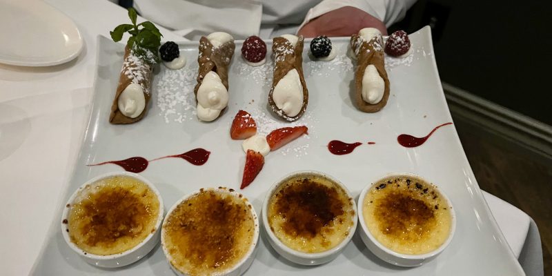 Crème brûlée, cannoli, Italian restaurant montreal