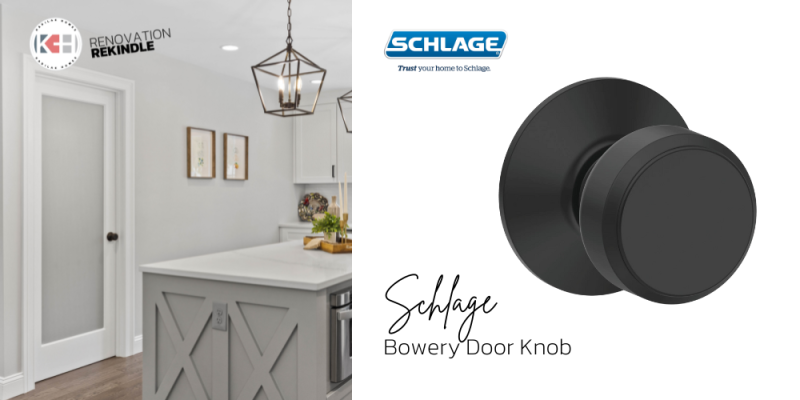 Bowery matte black hardware on door to pantry