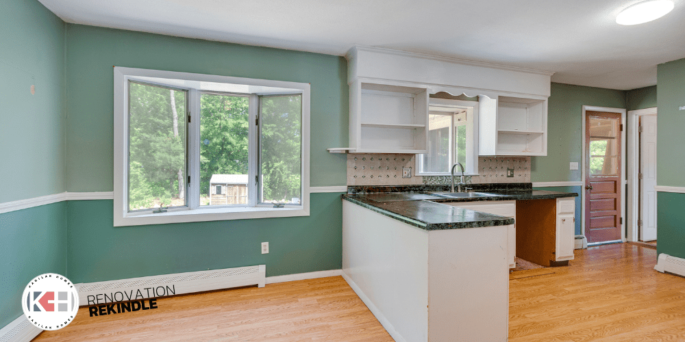 kitchen with green walls before