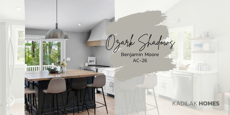 Benjamin Moore Ozark Shadows AC-26 is the best moody neutral paint color with greige and taupe undertones featured in this kitchen renovation