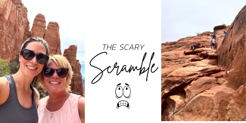 Looking up at the scary cathedral rock scramble in Sedona