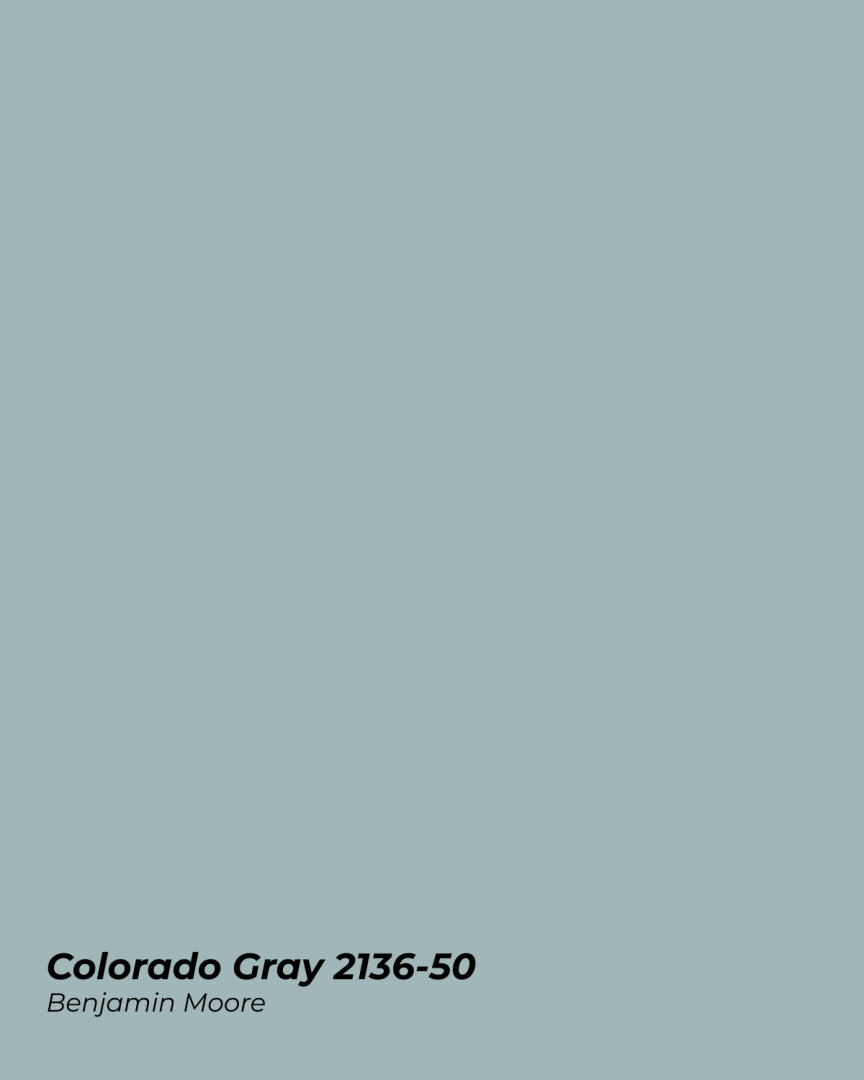 Colorado Gray 2136-50 Benjamin Moore muted blue gray color ideal for coastal kitchens, cabinetry, and modern beach house interiors