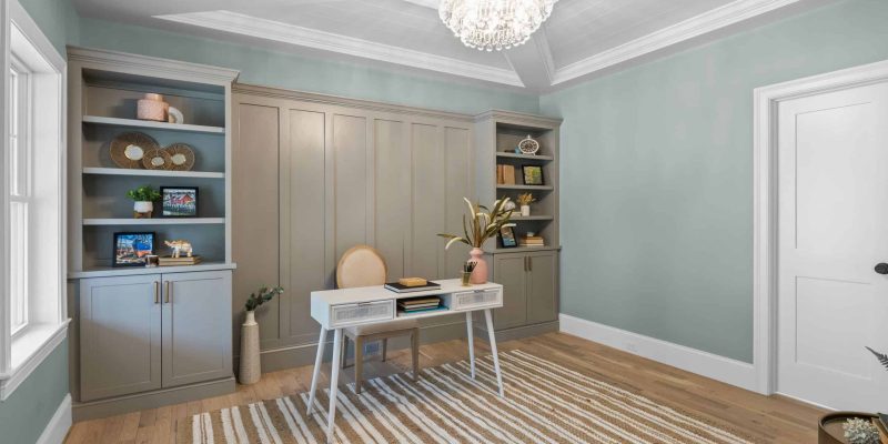 Office with built in bookcases
