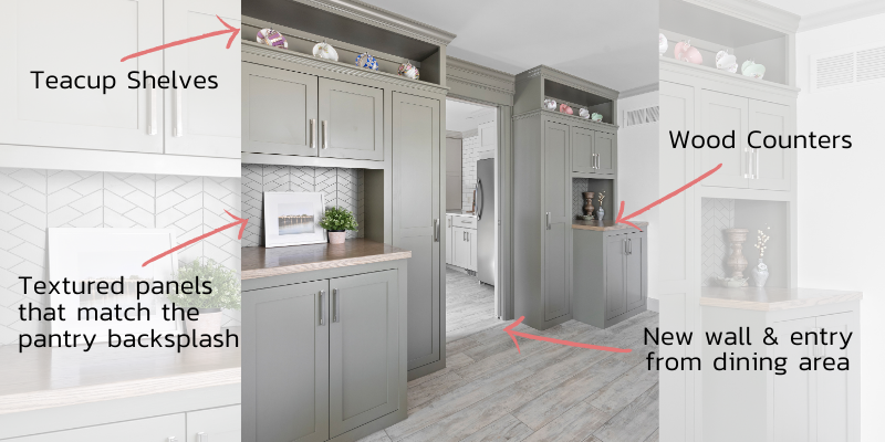 custom cabinetry with storage and shelving, kitchen cabinetry ideas, olive green cabinetry, green cabinet ideas