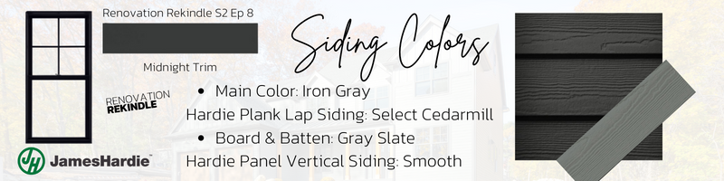 hardie plank siding iron gray, gray slate. Dark siding colors, dark house exterior ideas, siding ideas, house with black trim