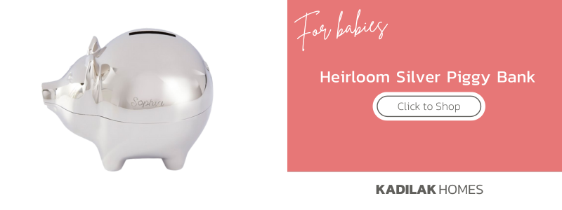 baby gift guide, holiday baby gifts, best gifts for babies, keepsake silver piggy bank, heirloom silver piggy bank, perfect baby gift