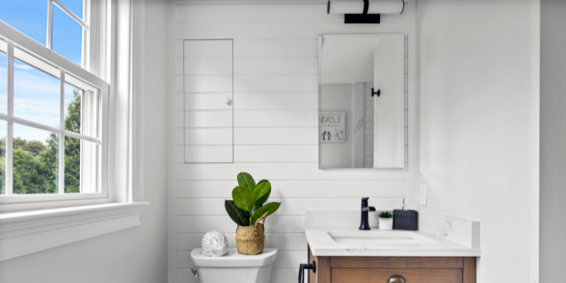 Hidden cabinet storage, using every nook and cranny, small bathroom storage and organization ideas