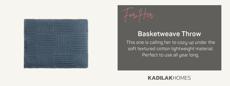 Best holiday gift ideas for her, gifts for her, basketweave textured throw, soft textured blanket