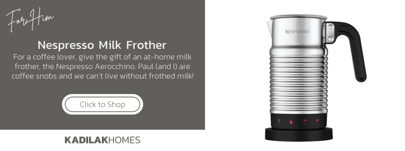 holiday gift ideas for him, best gift ideas for him, gifts for coffee lovers, at home milk frother, nespresso milk frother