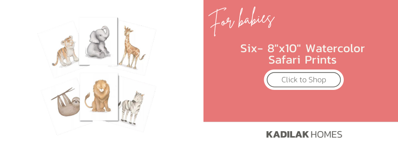 baby gift guide, holiday baby gifts, best gifts for babies, safari watercolor prints, jungle nursery art, set of animal prints for baby