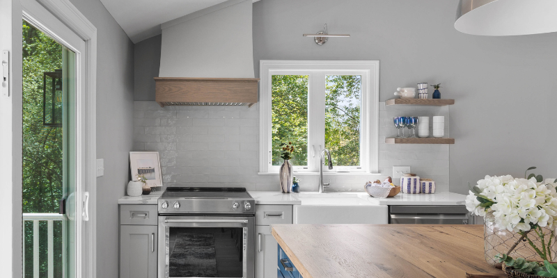 Open shelving kitchen storage