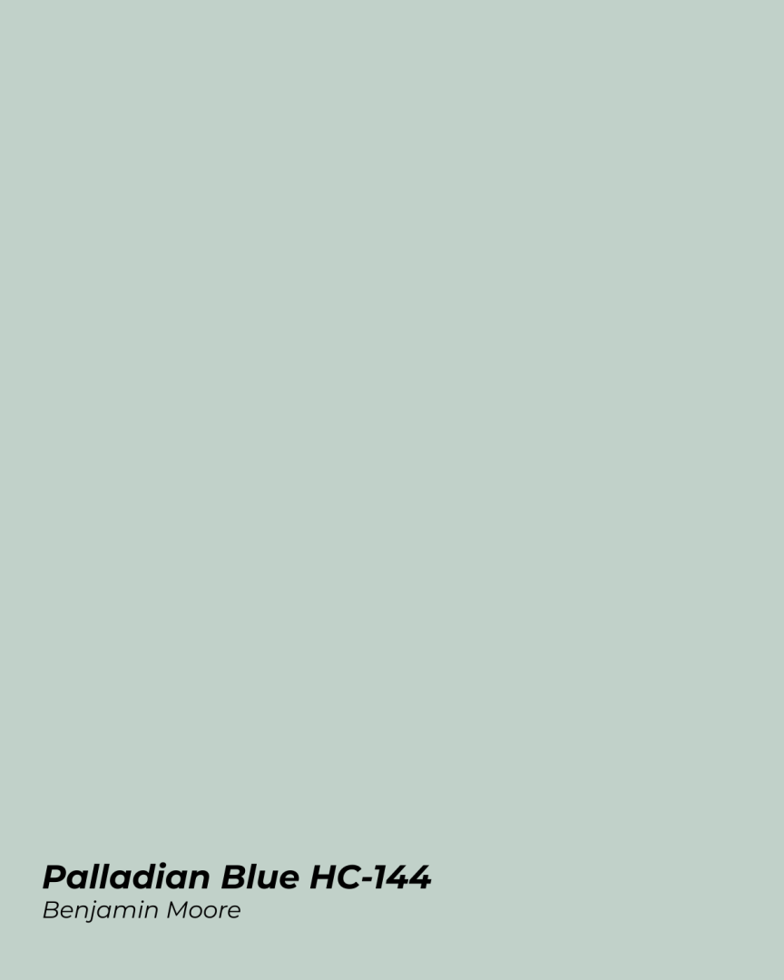 Palladian Blue HC-144 Benjamin Moore light blue grey colour perfect for coastal kitchens, bathrooms, and calming blue interiors