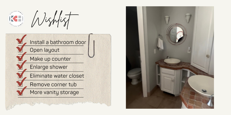 primary bathroom renovation, 2000's bathroom renovation, primary bathroom wishlist, primary bathroom must haves, remove tub from bathroom