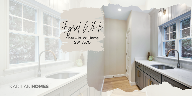Sherwin Williams Egret White SW7570 is a warm airy neutral, off white pantry trim