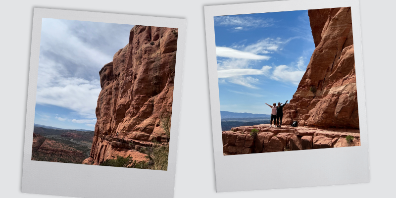 Top of cathedral rock sedona arizona vortex on the ledge and view