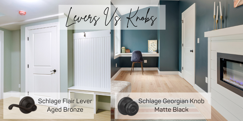 Door levers versus knobs, schlage flair lever, schlage georgian door knob