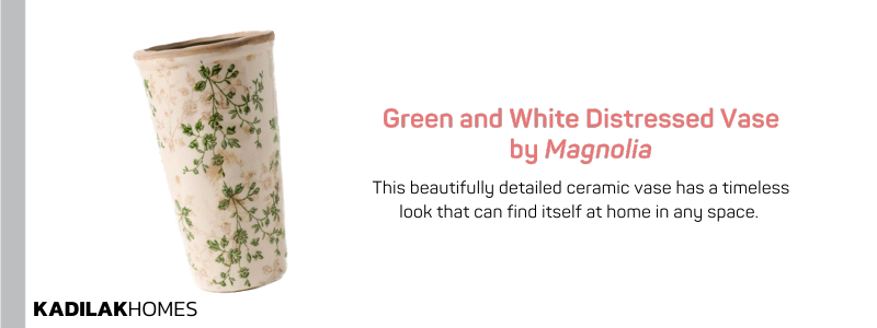 green and white distressed vase