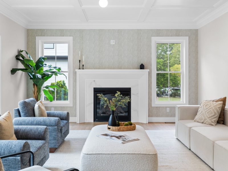 Angled fireplace mantle